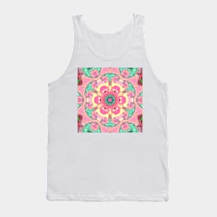 Psychedelic Mandala Flower Green Pink and Yellow Tank Top